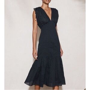 NWT Marysia Resort Textured Cotton Tie Sleeve Midi Dress Size Medium